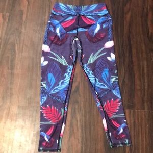 Navy blue/ purple flower  leggings